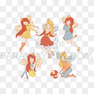 Fairy Characters Cartoon Princess Vector Illustration, HD Png Download