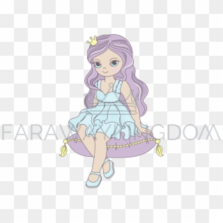 Princess Fairy Tale Beautiful Girl Cartoon Vector Illustration - Illustration, HD Png Download