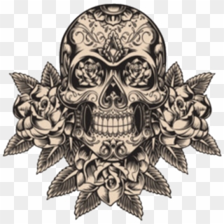Skulls Tattoos Sticker By - Calavera Mexicana Dibujo Tattoo, HD Png Download