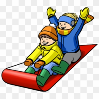 Winter Obstacle Course - Kid Sledding Clipart, HD Png Download
