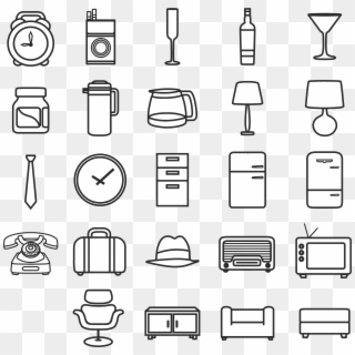 This Free Icons Png Design Of Retro Icon Set - Household Items Black And White, Transparent Png