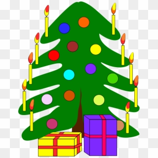 Christmas Tree Illustration - Christmas Tree With 2 Presents, HD Png Download