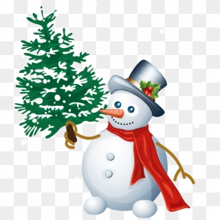 Christmas Tree Clipart Snowman - Christmas Tree And Snowman Clipart, HD Png Download