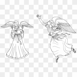This Free Icons Png Design Of Two Female Angels Line, Transparent Png