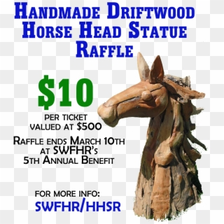 Driftwood Horse Head Statue Raffle - Working Animal, HD Png Download
