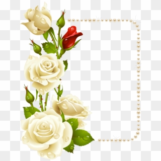 22 - White Roses Corner Border, HD Png Download