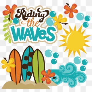 Riding The Waves Svg Beach Svg Files Ocean Svg File - Surfboard Surf Clip Art, HD Png Download