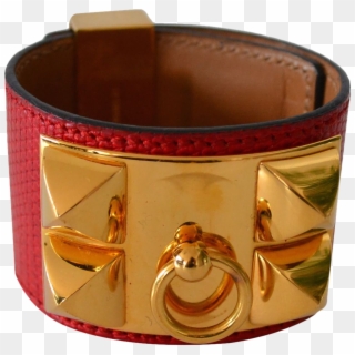 Hermes Collier De Chien Cdc Lizard Rouge Braise Bracelet - Belt, HD Png Download