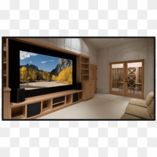 Home Theater With Widescreen Lcd Tv - Home Theater Room Cabinets, HD Png Download