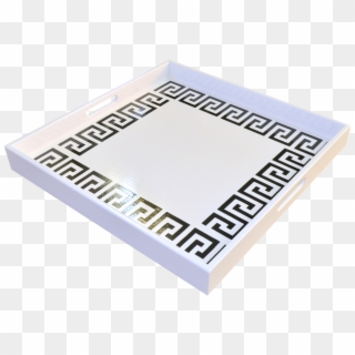 White And Black Greek Key Square Large Ottoman Tray - Paper, HD Png Download