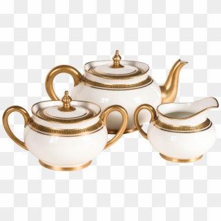Limoges Tea Set, White & Gold, Greek Key Pattern, France - Sugar Bowl, HD Png Download