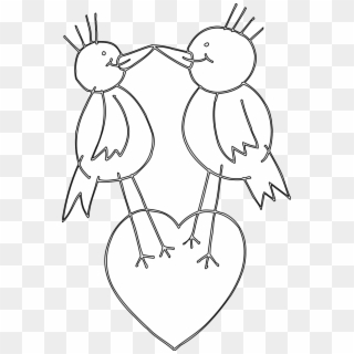 Love Birds Clipart Black And White - Cartoon, HD Png Download