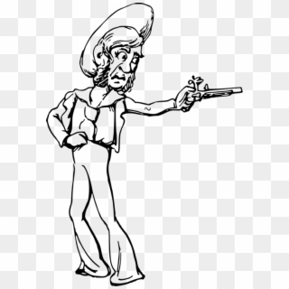 Weapon Pistol Gun Line Art Drawing - Cartoon, HD Png Download