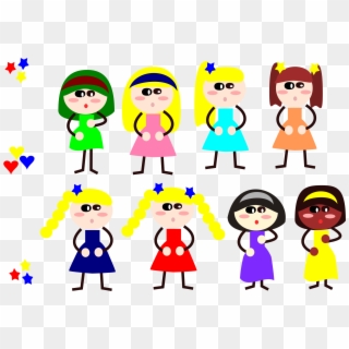 This Free Icons Png Design Of Girls-stickfigure - Eight Cartoon Girls, Transparent Png