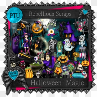 Autumn Halloween Party Ready Cluster-tags Pngs - Circus Scrap Kits, Transparent Png