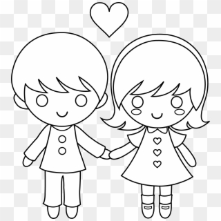 Banner Stock Anime Boy Clipart Valentines Day Free - Easy Drawing Of Couple Holding Hands, HD Png Download