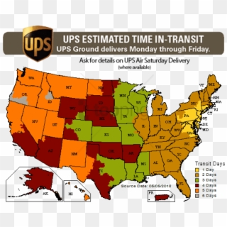 Free Png Download Ups Ground Shipping Time Png Images - Ups Shipping Map From Pa, Transparent Png