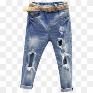 Ripped Denim Jeans - Ripped Jeans For The Kids, HD Png Download