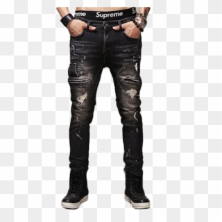 Lowrider Biker Denim Inverse Culture - Ripped Jeans With Zips, HD Png Download