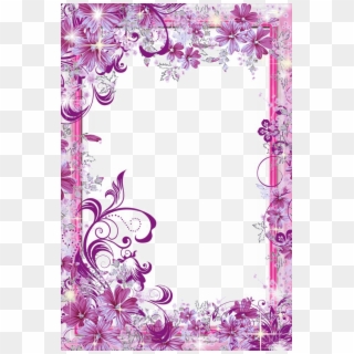 Violet Floral Border Png Transparent Image - Purple Floral Border Design, Png Download