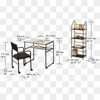 Student Desk And Chair Set W/bookshelf - Shelf, HD Png Download