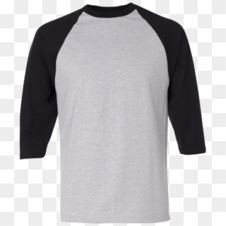 Three Quarter Sleeve Raglan Baseball T Shirt - Raglan Grey Black, HD Png Download
