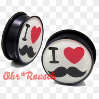 I Love Mustache Schnurrbart Acryl Motiv Plug Ohr Rausch - Heart, HD Png Download