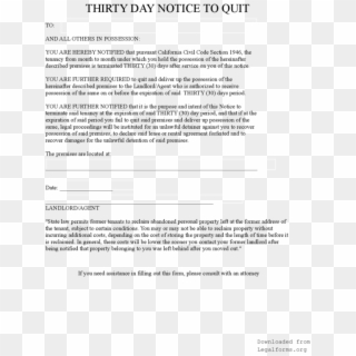 30 Day Eviction Notice California 7578 - 60 Day Notice To Landlord Pdf, HD Png Download
