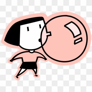 Vector Illustration Of Girl Blows Bubble With Bubblegum - Gum Bubble Png Cartoon, Transparent Png