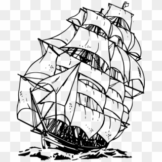 Sailing, Ship, Ocean, Sea, Water, Voyage - Pirate Ship Black And White, HD Png Download