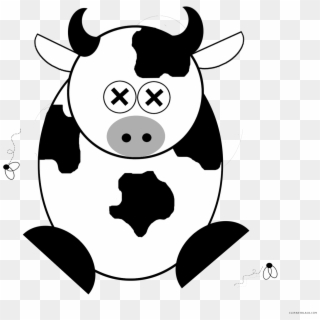 Cartoon Cow Animal Free Black White Clipart Images - Dead Cow Cartoon Png, Transparent Png