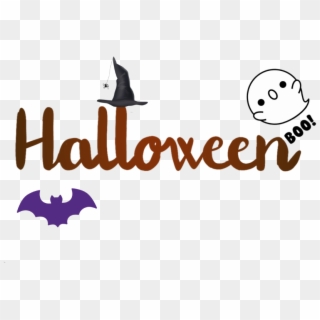 Halloween Text Bat Ghost Spider, HD Png Download