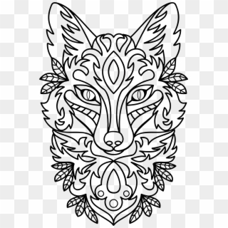 Vector Black And White Download Clipart Line Art Big - Line Art Fox Head, HD Png Download