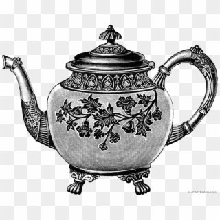Vintage Teapot Tools Free Black White Clipart Images - Vintage Teapot Clipart, HD Png Download