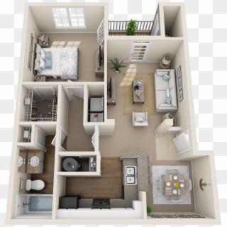 Hummingbird - Rhode Island 3d Floor Plans One Bedroom, HD Png Download