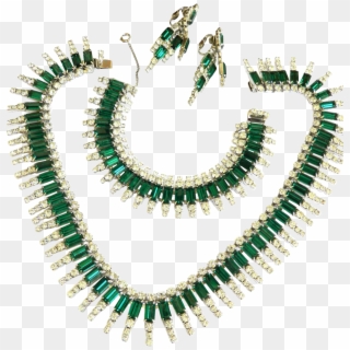 Kramer Costume Jewelry Emerald Green Rhinestone Necklace, - Emerald Necklace With Price, HD Png Download