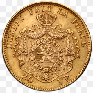 20 Belgian Franc Leopold Ii Gold Coin 2 - German Currency 1871, HD Png Download