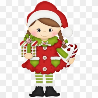 Christmas Elf At Work Png Image - Christmas Girl Santa Clipart, Transparent Png