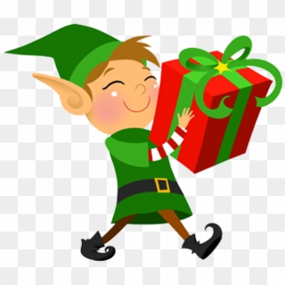 Elf - Christmas Elf With Present, HD Png Download