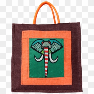 Indha Craft Embroidered Brown Jute Lunch Bag For Men/women - Birkin Bag, HD Png Download