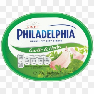 Philadelphia Light With Garlic And Herbs Soft White - Philadelphia Cheese With Herbs, HD Png Download