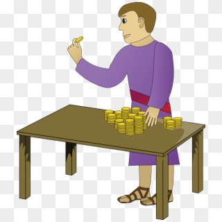 Young Man Counting Png - Man With Gold Coins, Transparent Png