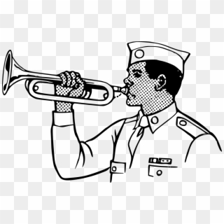 Young Man Playing On A Bugle Png - Bugle Clipart Black And White, Transparent Png