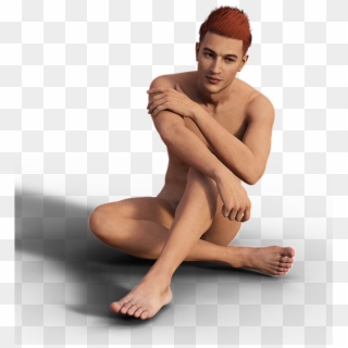 Man Sitting Naked Casual Sexuality Young Male - Naked Man Sitting, HD Png Download