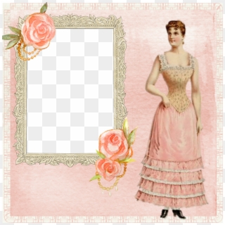 Background Page Lady Roses Frame 1659759 - Paper Doll, HD Png Download
