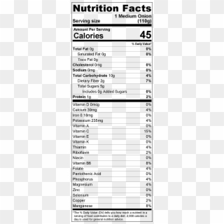 Nutrition Facts Of An Onion - Brach's Conversation Hearts Nutrition Facts, HD Png Download