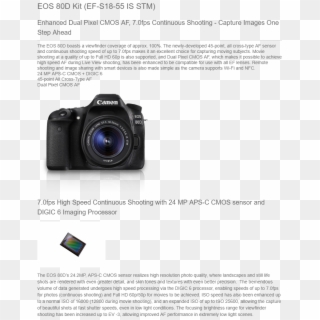 Buy Canon Eos 80d Digital Slr Kit Ilization Stm Lens - Mirrorless Interchangeable-lens Camera, HD Png Download