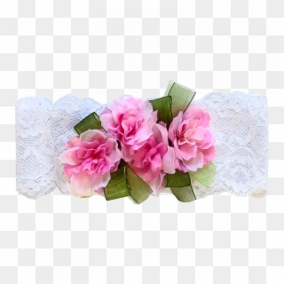 Headband In Lace With Flowers And Ribbons - Garden Roses, HD Png Download