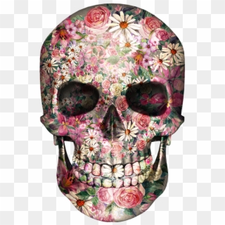 Skull Bones Valentines Biker Tattoo Floral - Greeting Card, HD Png Download