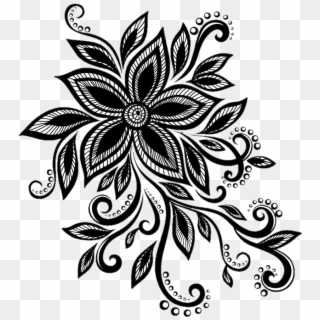 #lace #black #design #flower #cute #pretty #blacklace - Black And White Flower Sketch Hd, HD Png Download